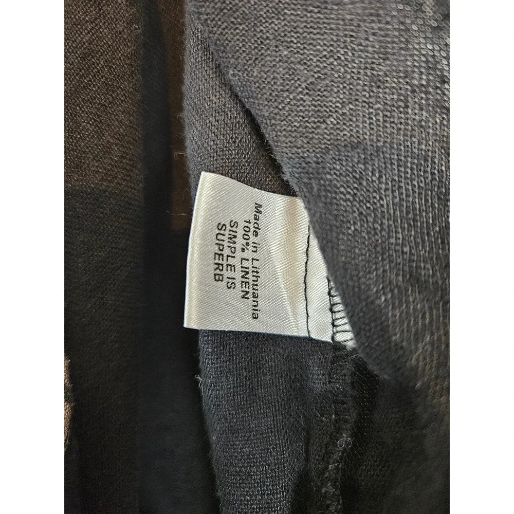 Flax linen tapered pant, black,‎ lagenlook beach, size P